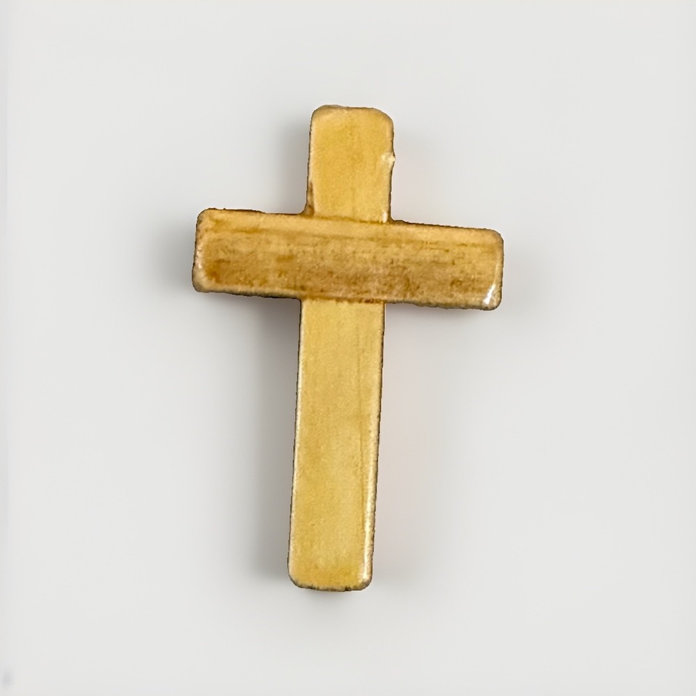 Handmade Vintage Wooden Cross Pendant Rustic Christian Folk Art Necklace Charm